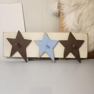 Twelve Timbers Rustic Farmhouse Wall Decor Kids Room Hanging Hooks Stars Blue